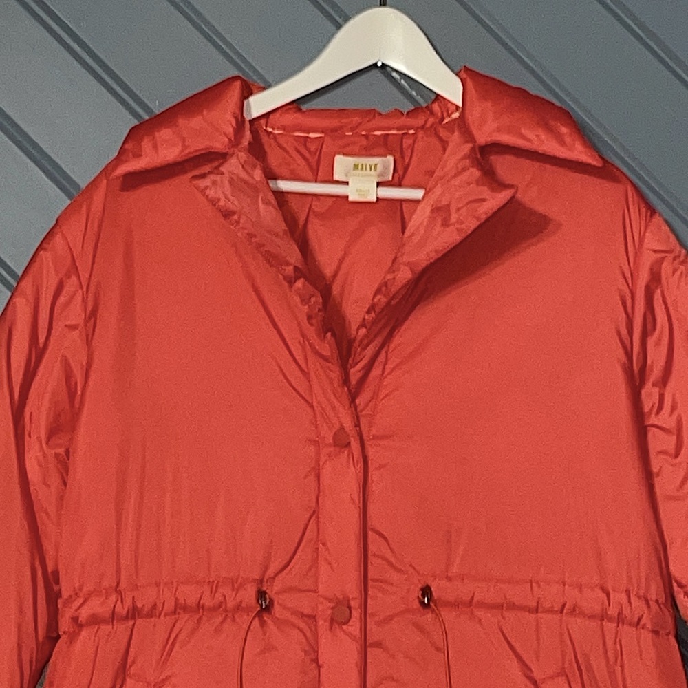 Maeve by Anthropologie cinched waist peach pink light weight long puffer coat - Picture 5 of 9